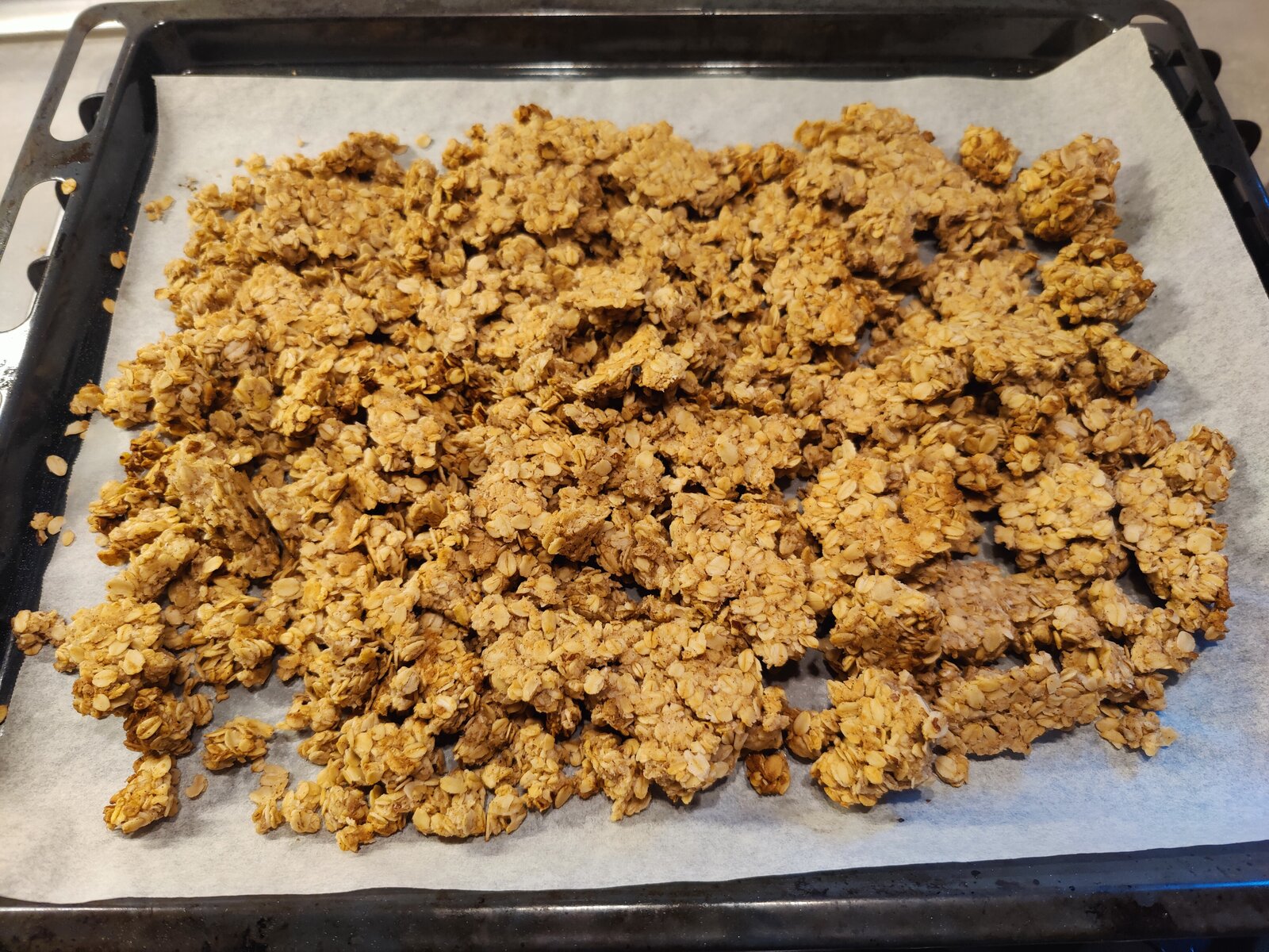 The granola turned in big clumps